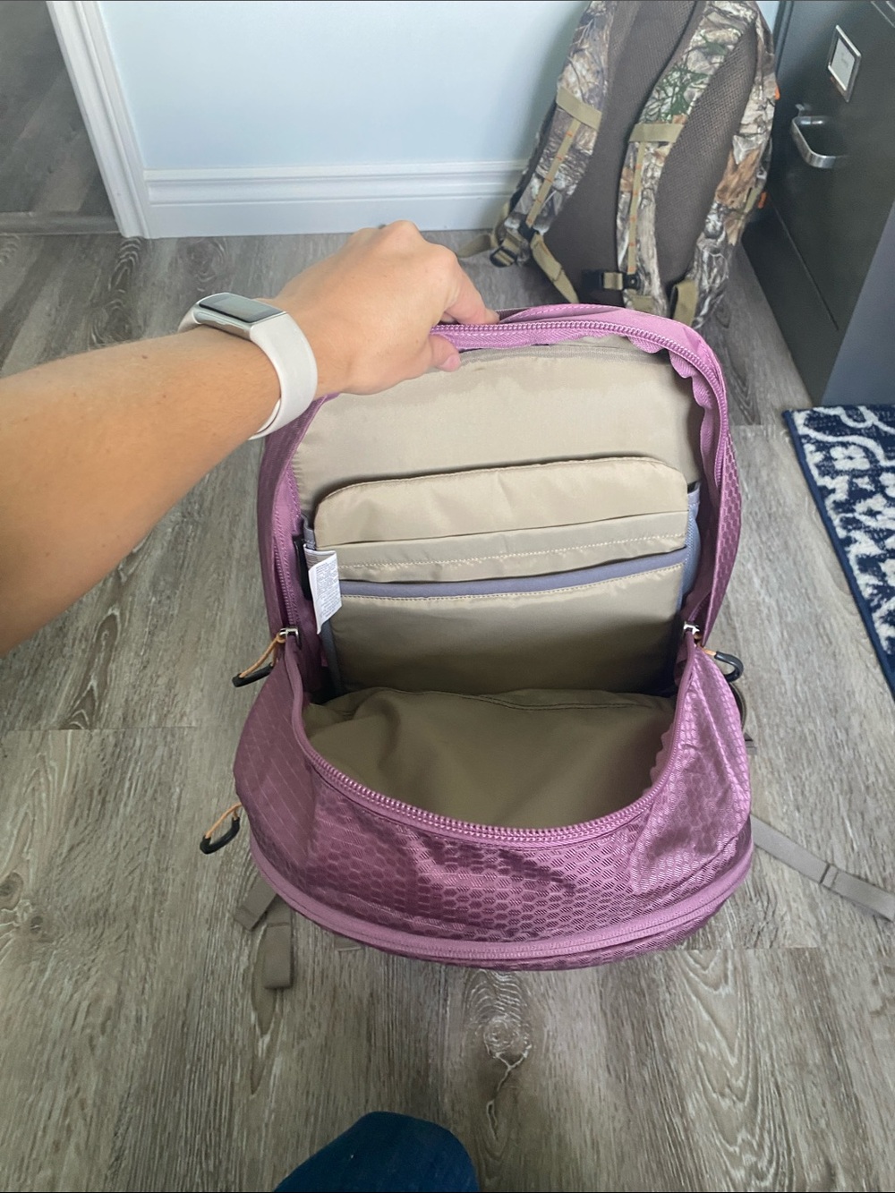 OSPREY Quasar Backpack - Plum and Grey/Brown with Light Orange Accents - Picture 8 of 10